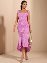 BAE Summer Long Pink Dress With Ruffled Hem, Tight Fit And Pleated shein